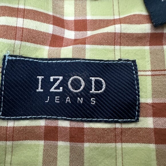 Izod Jeans Mens Plaid Short Sleeve Shirt Size Medium Cotton Made In India - Picture 5 of 7